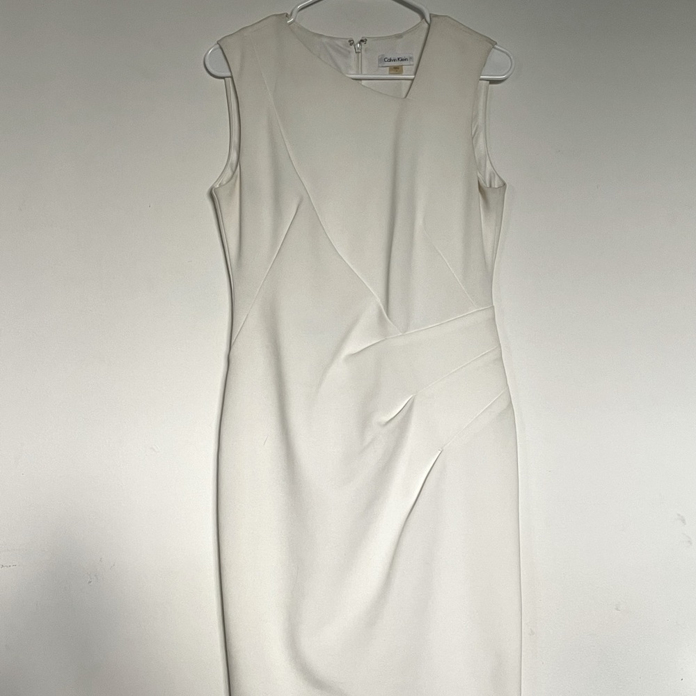 White, Calf Length Calvin Klein Dress